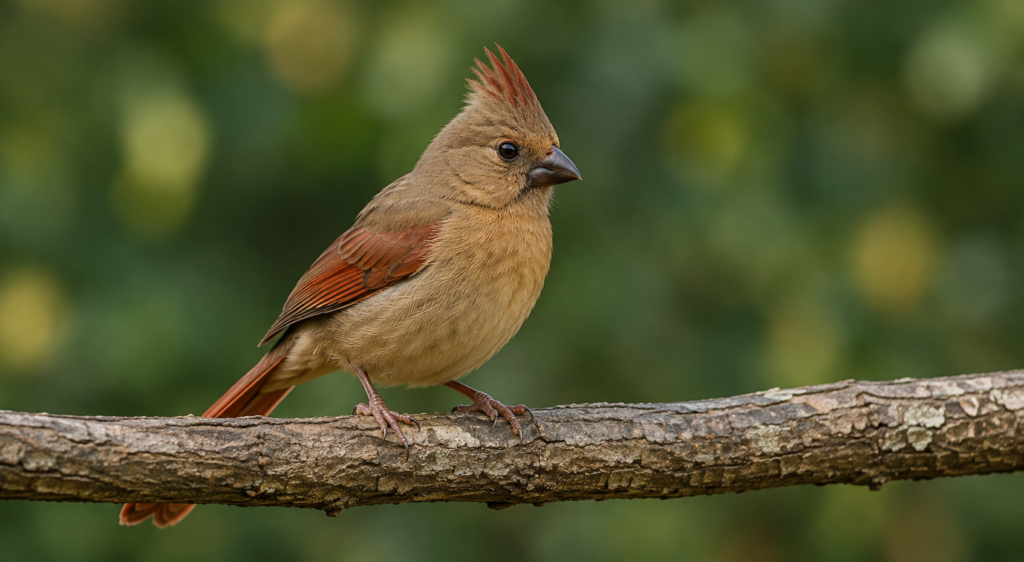 Illustration of a juvenile Northern Cardinal showing its dark bill